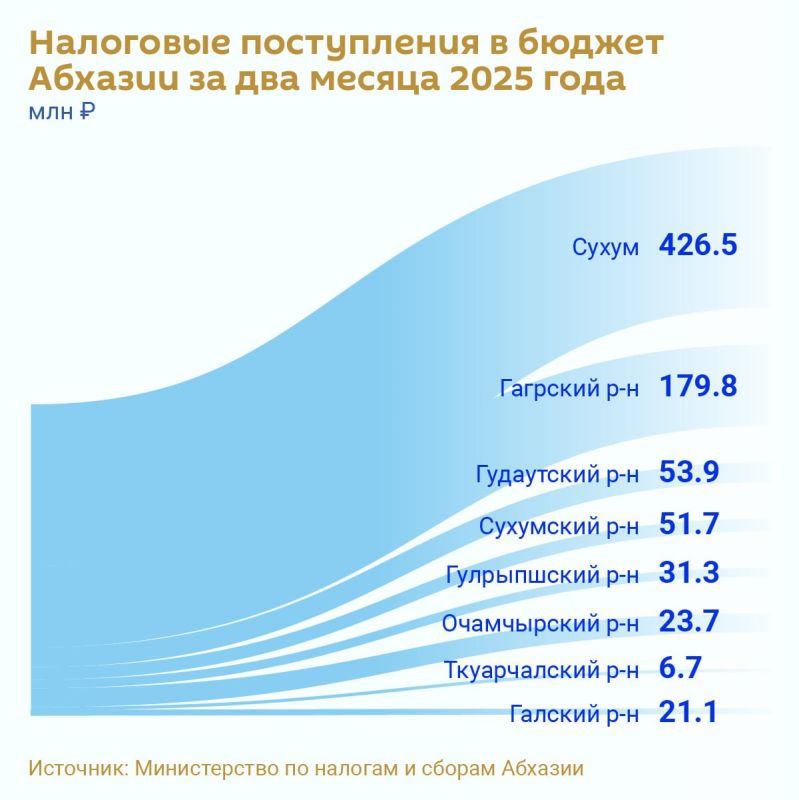 Более 795 миллионов рублей налогов собрали в Абхазии с начала года