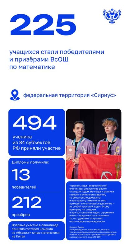 Новые чемпионы: продолжаем чествовать победителей всероссийской олимпиады школьников